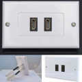 2-Port HDMI 1080P Pared Placa de la cara Panel de cubierta Acoplador Salida Extender 3D Blanco